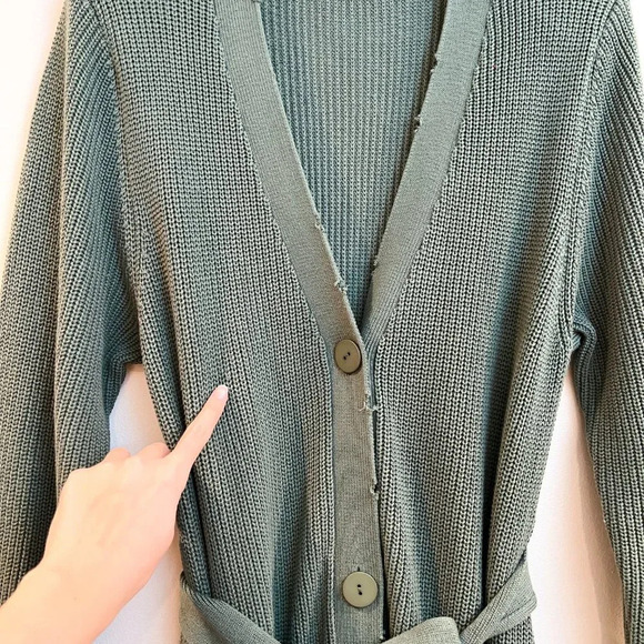 SER.O.YA Amanda Green Knit V Neck Tie Waist Button Down Sweater Maxi Dress L - Picture 6 of 13